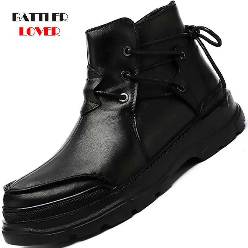 2020 Men Snow Boots New Motorcycle 100% Genuine Cow Leather Botas for Male Handmade Shoes Fashion Winter Warm Footwear Cowboy
