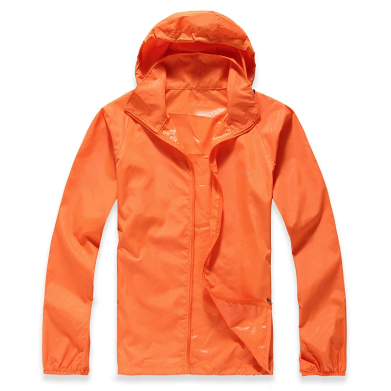 Верхняя одежда для мужчин и женщин, повседневные куртки, верхняя ветрозащитная Ультралегкая непромокаемая ветровка, верхняя часть для походов, кемпинга, походов, защиты от солнца - Цвет: Оранжевый