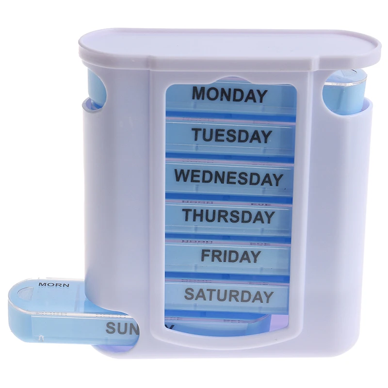 7 Day Weekly Pill Organiser Stacking Tower Large 7 Daily Compartments Tablet Box Personal Health Care Pill Cases Splitters