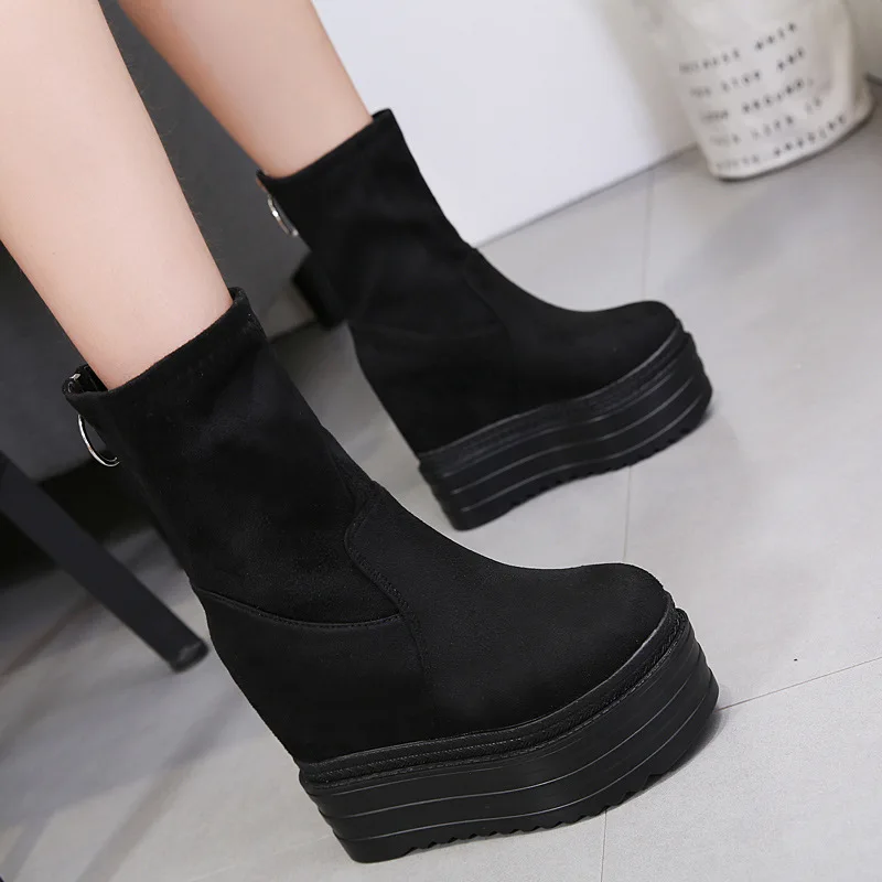 

Boots Women New 2019 Women's Low Shoes Clogs Platform Round Toe Zipper Luxury Designer Booties Ladies Mid-Calf Mid Calf Wedge Hi