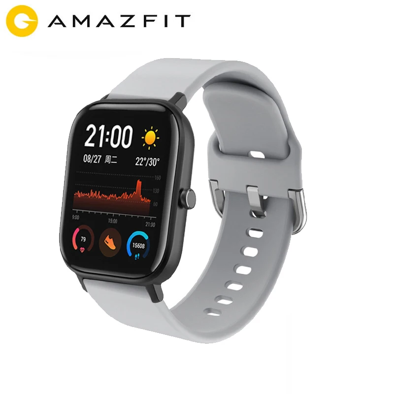 AMAZFIT Smartwatch телефон GTS глобальная версия 5ATM водонепроницаемый для Ios Android 14 дней контроль Музыки Сна Трекер сердечного ритма - Цвет: Серый