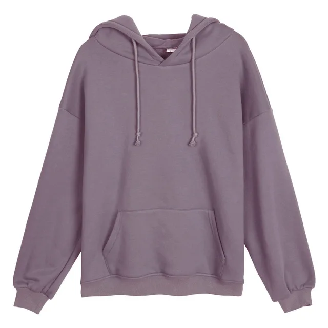 Purple Зима Харадзюку худи и толстовки для женщин сплошной цвет с капюшоном топы женские толстовки повседневные с длинным рукавом утолщение пальто P110 - Цвет: Purple