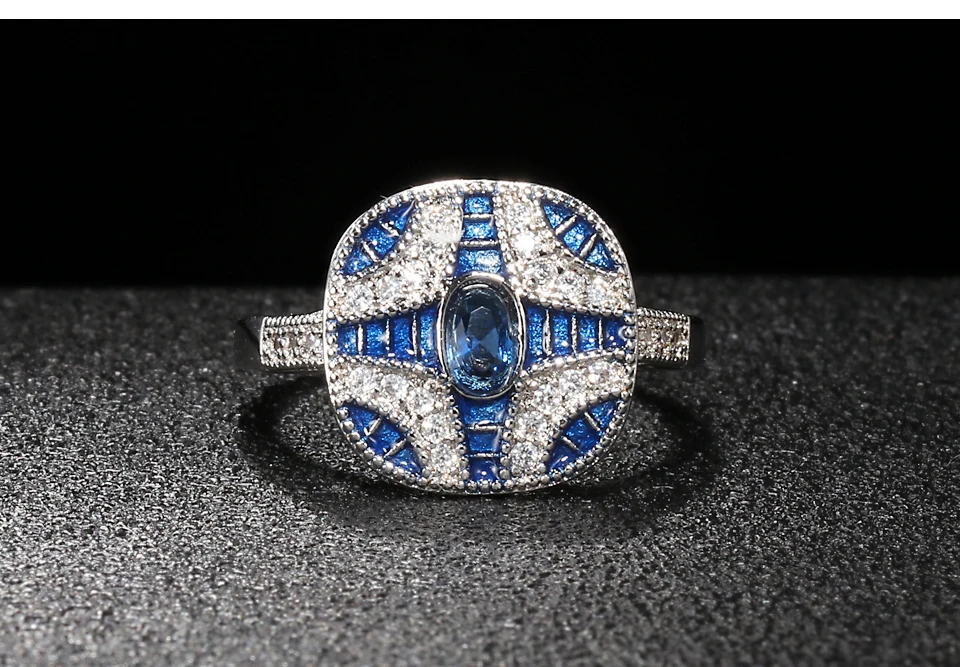 Bague Ringen, Трендовое серебро 925, ювелирные кольца с драгоценными камнями для женщин, геометрические сапфировые циркониевые синие обручальные вечерние кольца, женский подарок