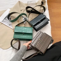 Retro Alligator Pattern Small Shoulder Bags For Women 2021 PU Leather Underarm Bags Female Mini Square Handbags Bolsa Feminina