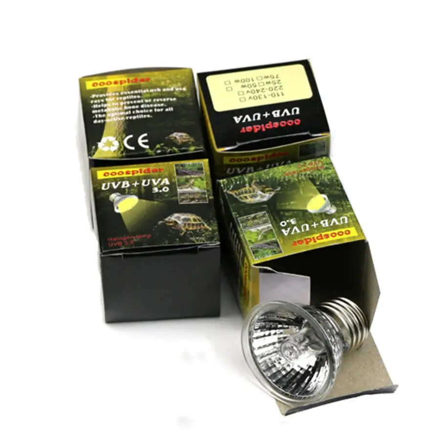 Heat lamp Pet reptile bulb w / Ceramic clip-on holder,UVA+ UVB 3.0, emits a broad-spectrum light, Amphibians 110v 220v