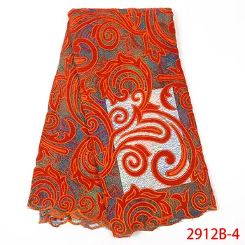 

Latest African Velvet Lace Fabrics High Quality 2019 Nigerian Lace Fabric African Textiles Burn Orange Lace