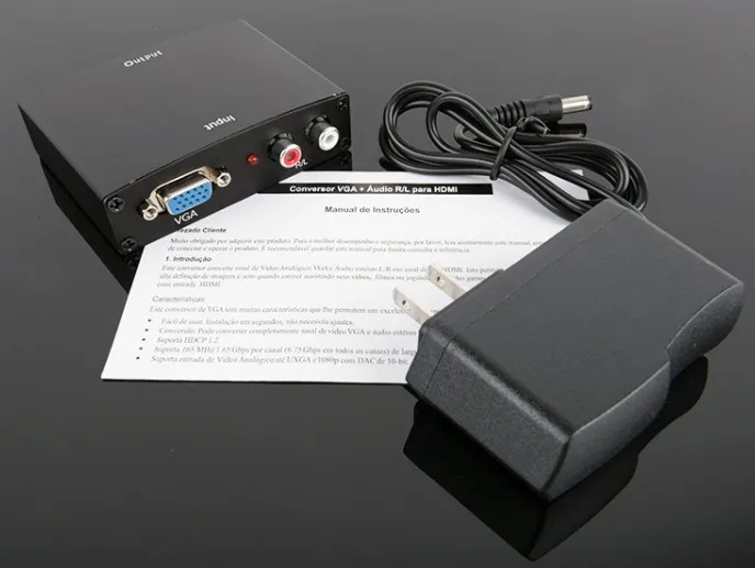 1080P HD R/L VGA конвертер HDMI для HD tv Box с 2 соединитель-гнездо типа RCA аналоговый стерео аудио