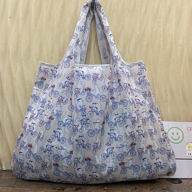 Reusable Shopping Bags Heavy Cloth Bags Sundries Bags Foldable Women's Travel Shoulder Bags Large Handbags Durable Nylon 41005