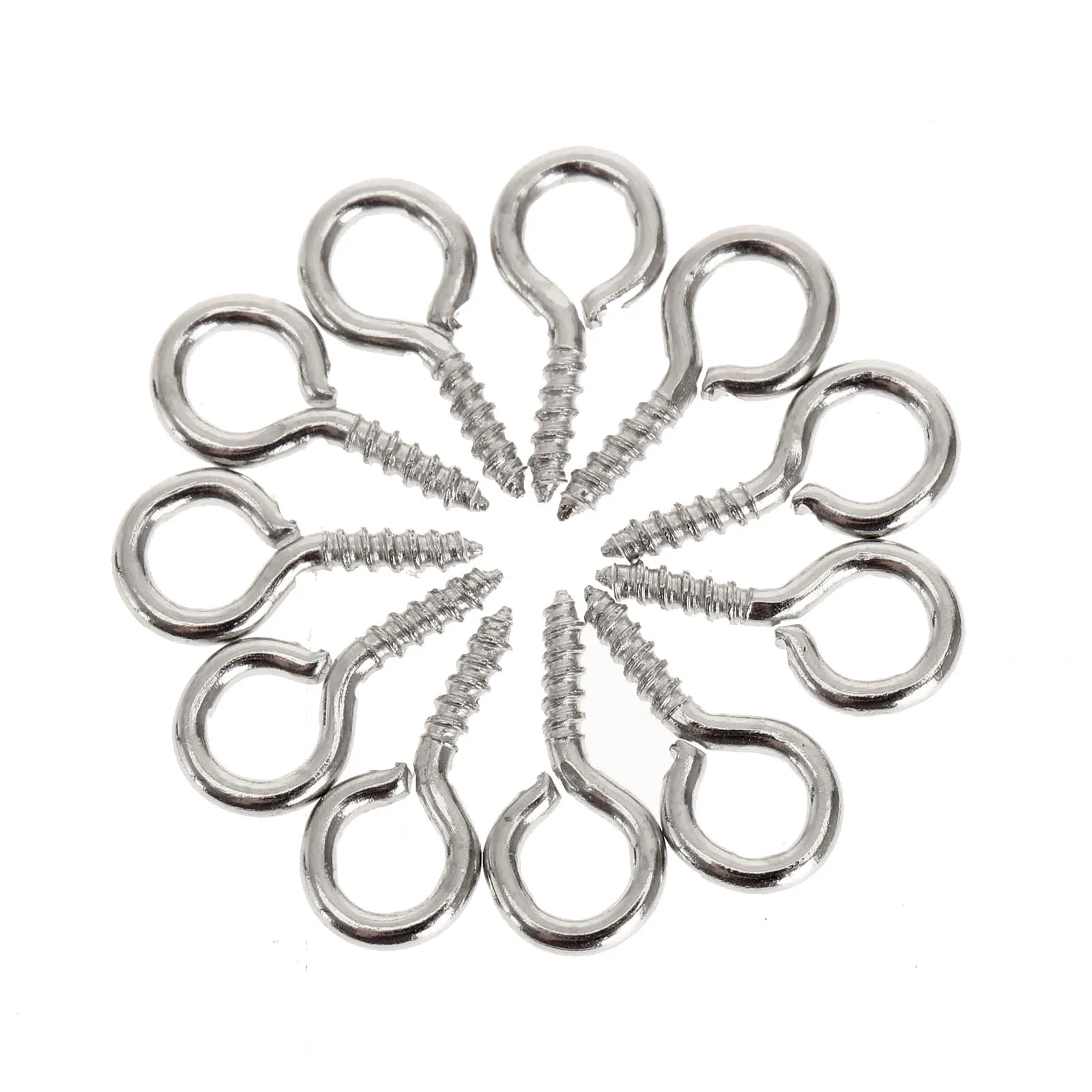 200Pcs Furniture Metal Small Mini Eye Pins Eyepins Hook Eyelets Screw Clasps Jewelry Findings Threaded Hardware 0# 03# 04# 05 - Цвет: 03 Silver