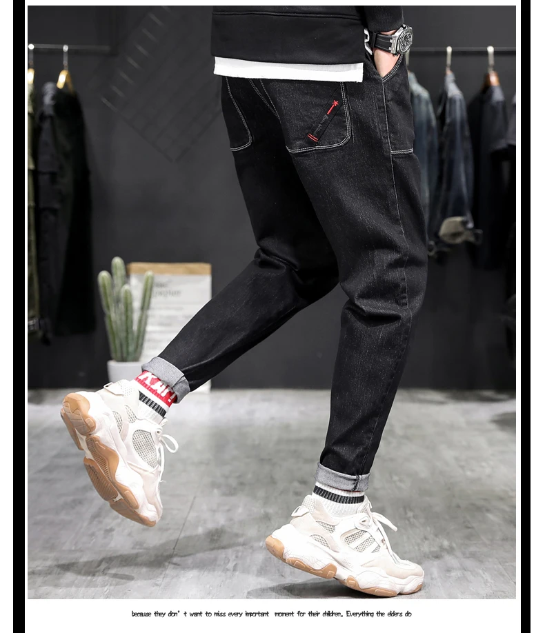 New Men Clothes Mens Jeans Harem pants Denim Wash Casual Business Trousers Men Fashions Sim Casual Full Length Pants
