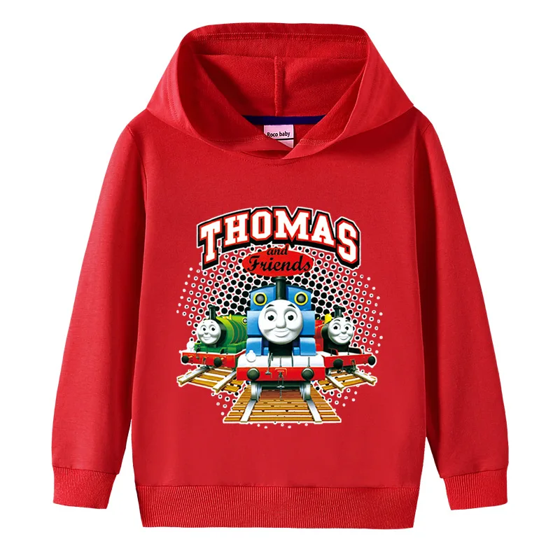 Kids Sweater Thomas and Friends Cartoon Boys Pure Cotton Hooded Pullover Tops