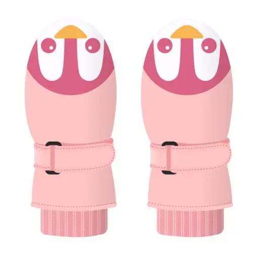 Pink Baby Детские зимние теплые перчатки с милым рисунком, детские лыжные перчатки для сноуборда, спортивные перчатки, варежки, водонепроницаемые ветрозащитные перчатки для катания на лыжах - Цвет: Pink Baby