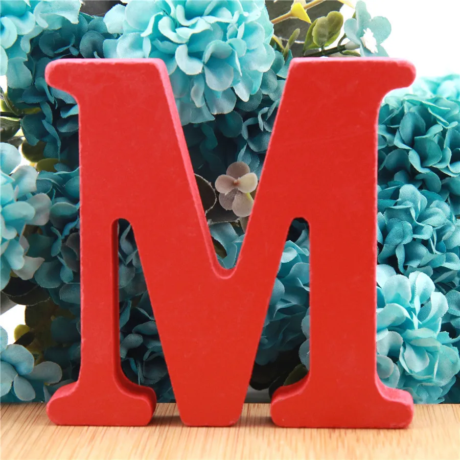 1 шт. 10 см красные деревянные буквы алфавит DIY слова буквы День рождения Свадьба домашний декор художественные ремесла стоячие имя дизайн 3,94 дюймов - Цвет: M