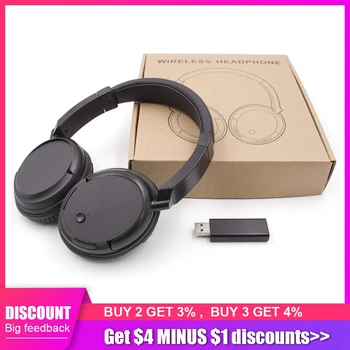 

High Quality Wireless Headset For TV PC Computer MP3 TV Over-Ear Headset Support FM Function With USB Transmitter
