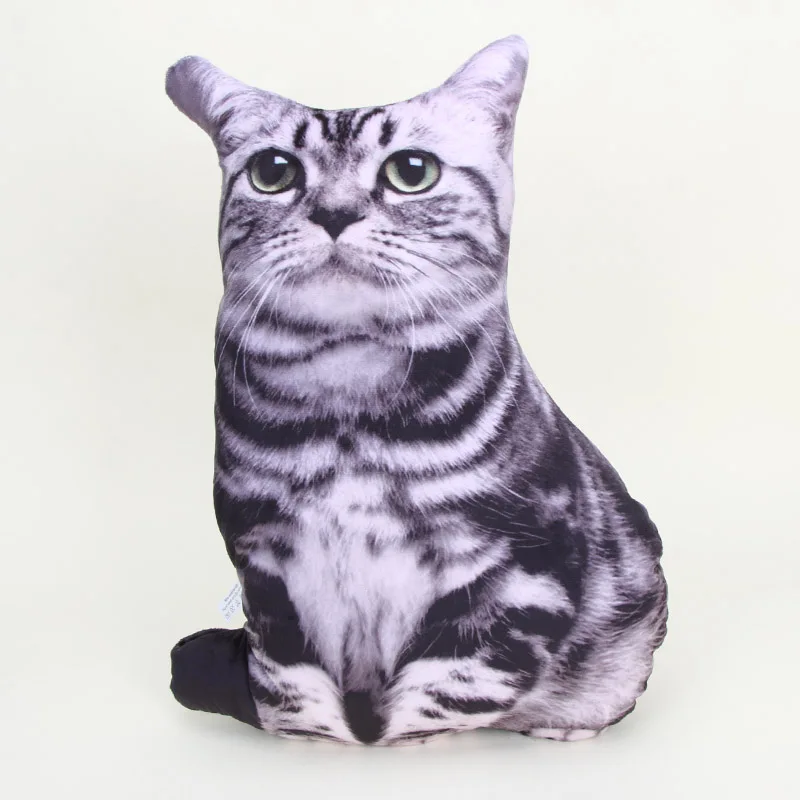 46cm Animal Cat Creative Plush Toy Cute Expression Simulation Cat Pillow Bedroom Sofa Decorations Cushion - Цвет: black