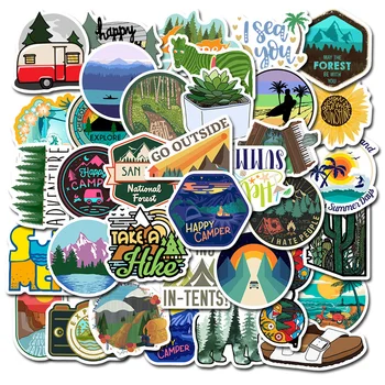 

50pcs Outdoor Wild Expedition Stickers Adventure Camping Travel Landscape Waterproof Racing on car truck rear window bumper