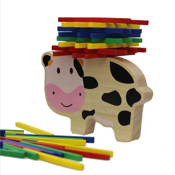 

Cow Style Children's Balance Building Puzzle Funny Stacking Sticks Building Parent-child Family Puzzle Game