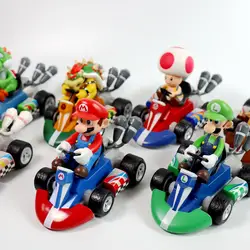 Супер Марио Bros откатные гонщики 14 см ПВХ Фигурки игрушки Марио Луиджи Йоши Bowser игрушечные гоночные автомобили для детей рождественские