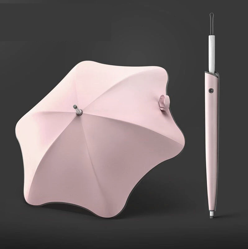 

Woman Temperament Goddess Fashion Simple Rain Umbrella Creative Long Handle Flower Shaped Sunshade Umbrella Sunny Beach Umbrella