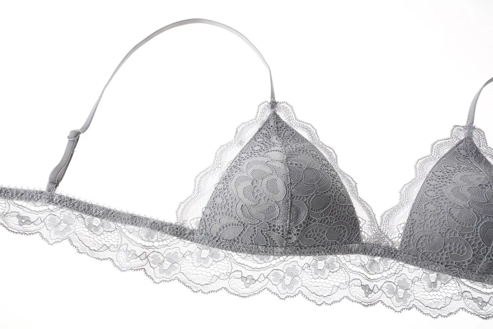 Sexy Women Lace Bra Set Thin Cotton Triangle Cup Comfortable Ladies Small Chest Lingerie Set
