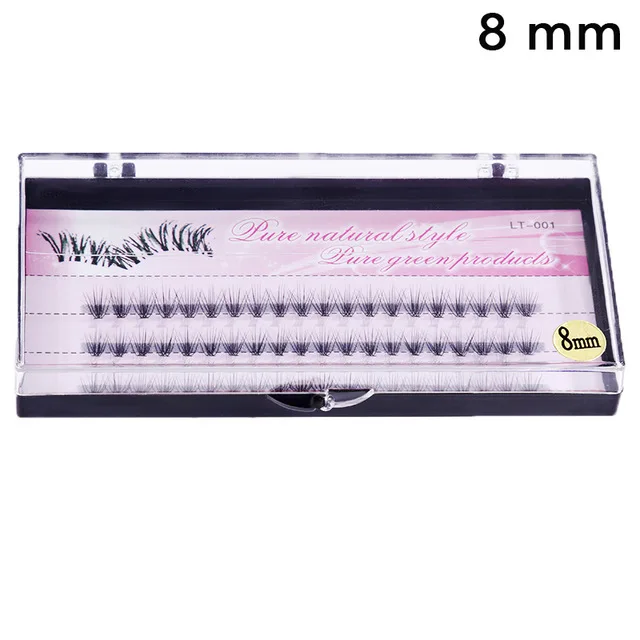 8 mm OSHIONER натуральные Поддельные ресницы 60 шт 8/10/12/14 мм, для макияжа, индивидуальные кластера ресницы прививка Поддельные Накладные ресницы - Color: 8 mm