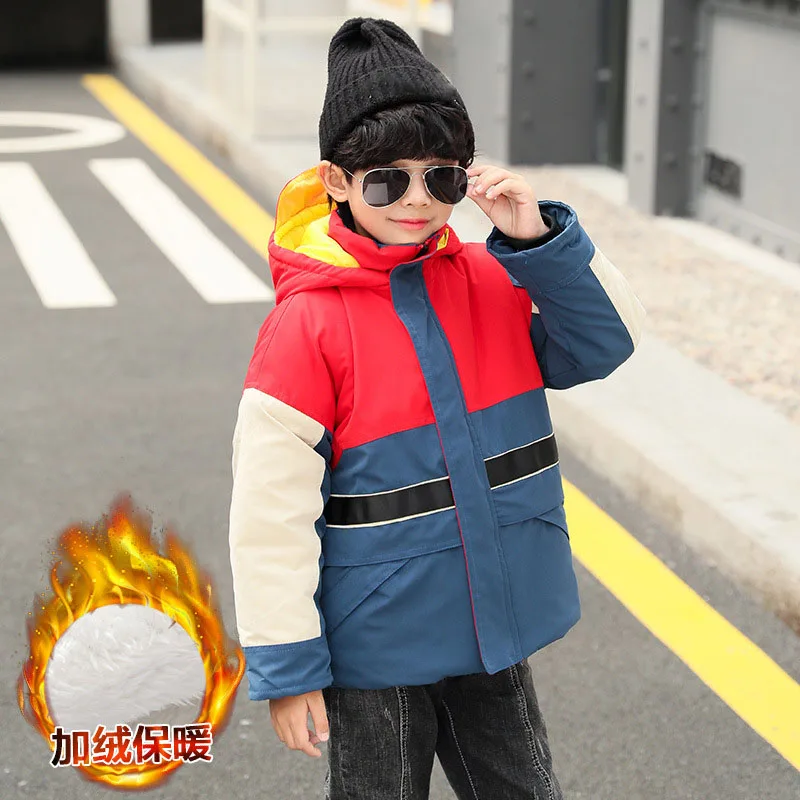 

New 2019 Boys Hooded Fleece Coats Kids Clothing Children Patchwork Outdoor Warm Jackets Clothes Boys Thicken Winter Coat Tops
