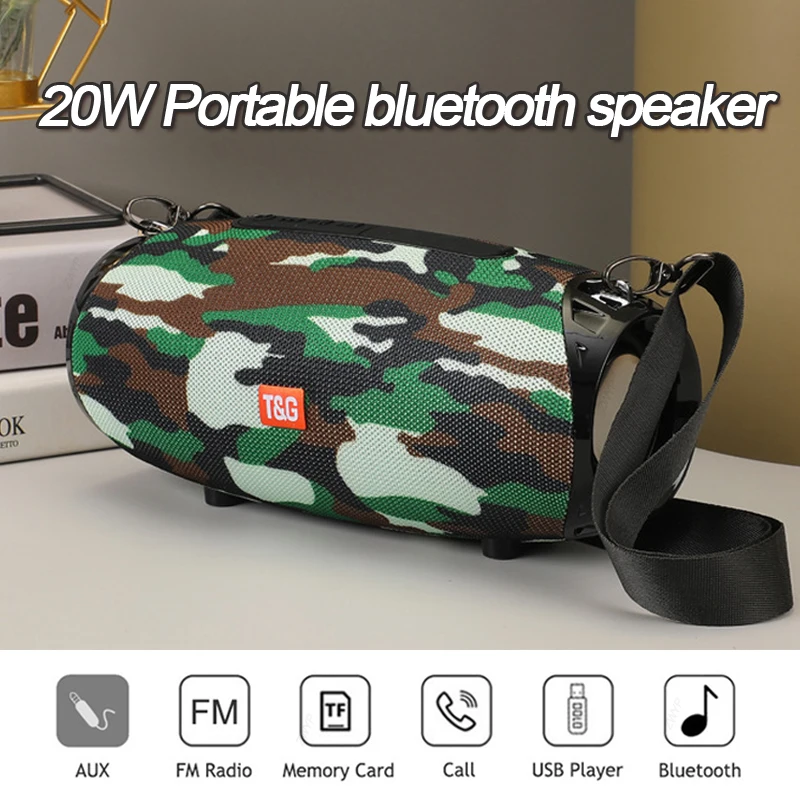 

TG Bluetooth Speaker Portable Outdoor Loudspeaker Wireless Mini Column 3D 20W Stereo Music Surround Support FM TFCard Bass Box