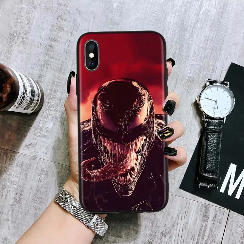Marvel Venom Super Hero Black Back Cover Phone Case For Apple IPhone 11 Pro XS MAX XR 7 8 6 6S Plus X 10 Ten 5 5S SE Coque Shell - Цвет: BA078-4