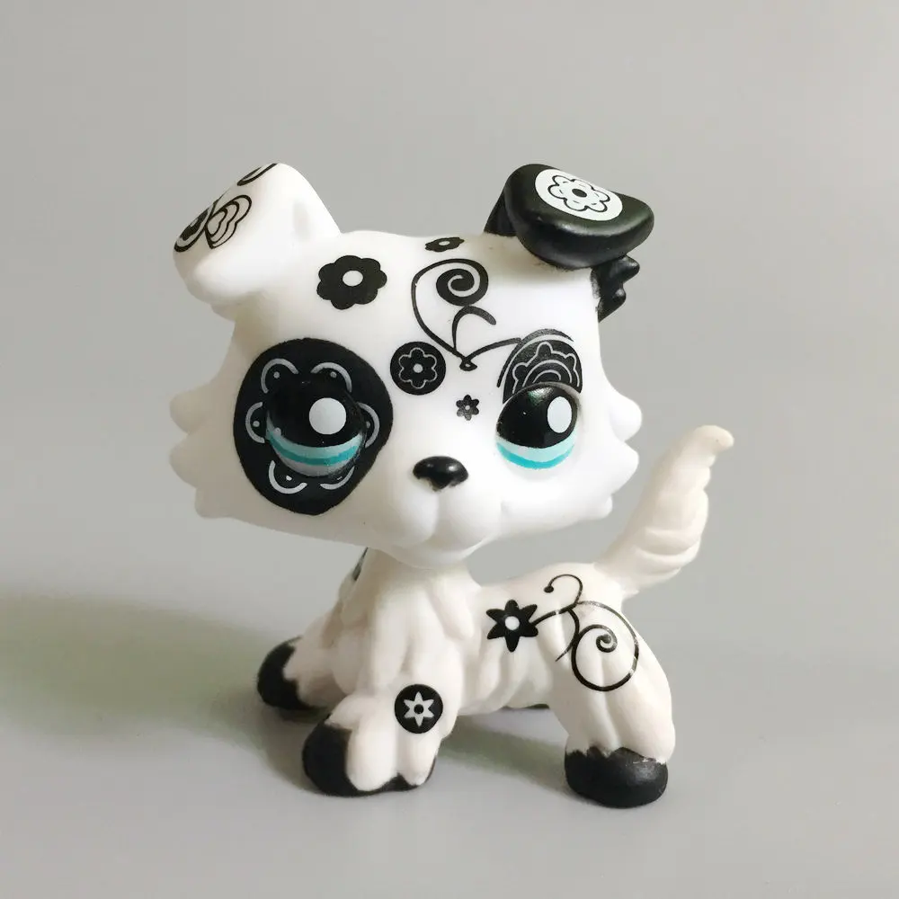 Littlest Pet OOAK черный и белый колли Собака Ручная роспись фигурка для ребенка игрушка в подарок N2105
