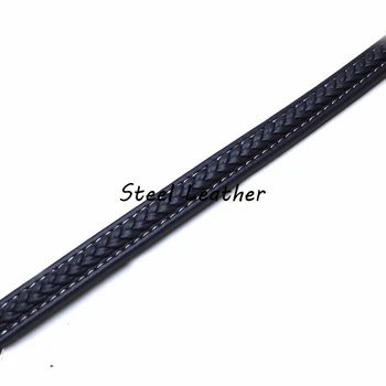 

2m/lot Approx 12*6mm navy Flat Wide Braided Leather Cords Ropes fit Wrap Necklace Bracelet DIY Jewelry Making Findings Cords