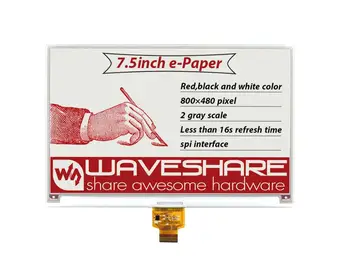 

7.5inch e-Paper (B) 640x384, 7.5inch E-Ink raw display, three-color SPI interface, without PCB