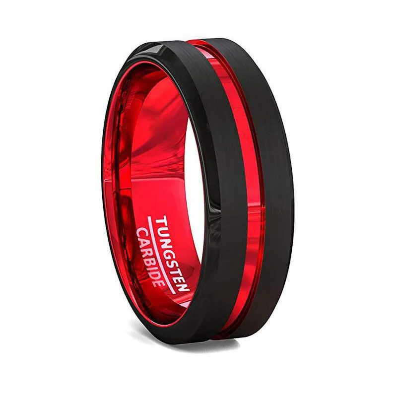 

Fashion Trend Ring Tungsten steel Ring Electroplated red Luminous Ring For men Direct mail