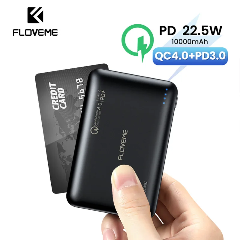 FLOVEME-cargador de batería portátil de 10000mAh, carga rápida 4,0, USB tipo C PD 3,0, cargador de batería externo