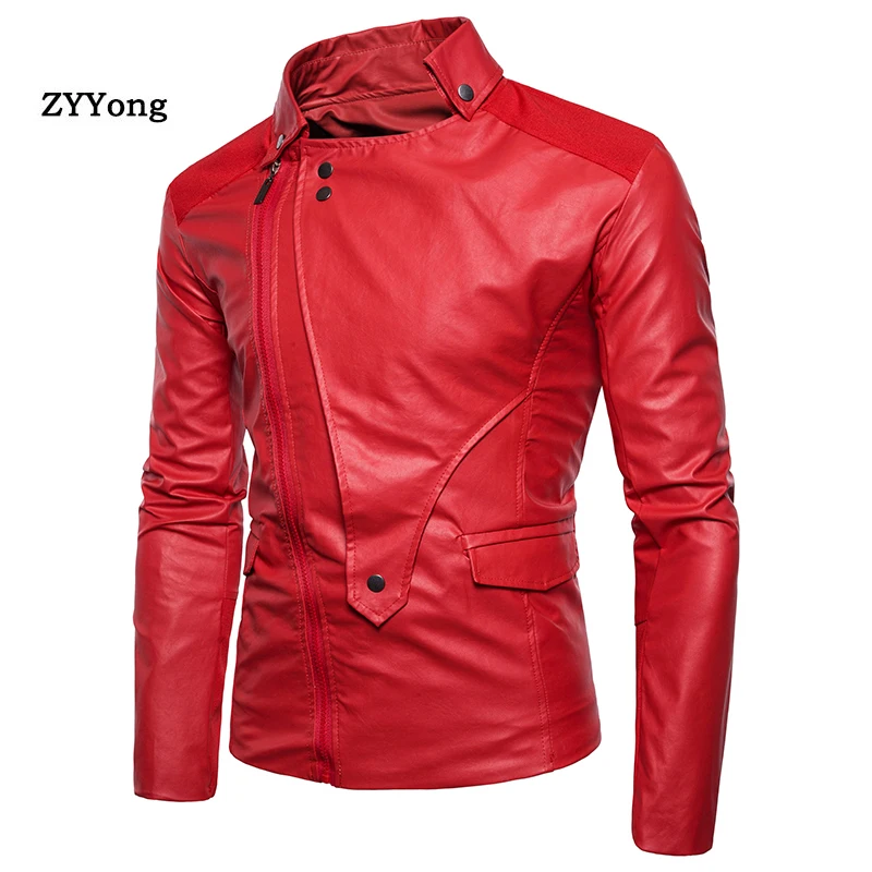 

Men's Leather Jackets 2020 New Autumn Red Leather Coats Casual Motorcycle PU Black Jacket Male Biker Jackets