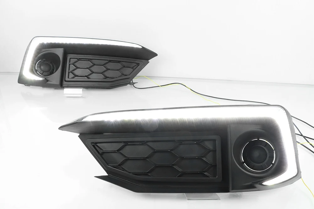Светодиодный дневной светильник DRL для Honda Civic, дневной ходовой светильник L типа, противотуманная фара с поворотником
