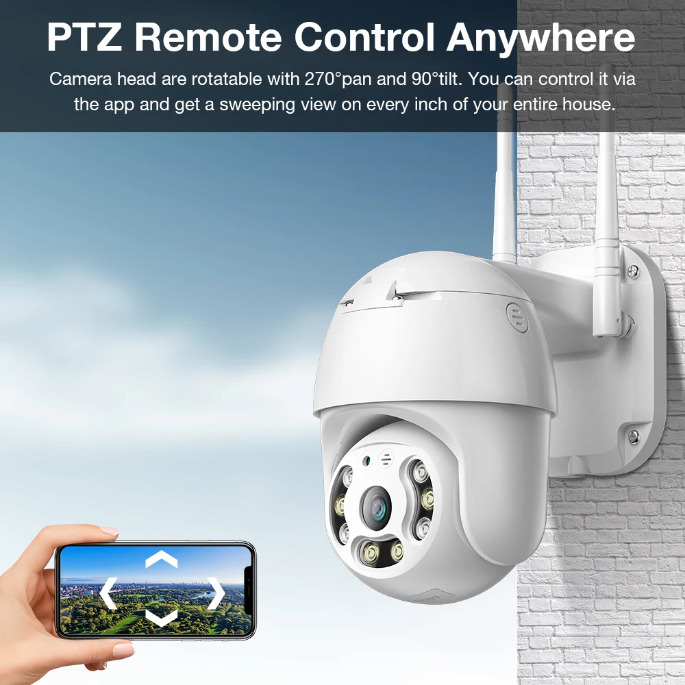 5MP PTZ Wifi IP Camera Outdoor 5X AI Human Detect Auto Tracking Wireless Camera Audio1080P 3MP Security CCTV Surveillance Camera