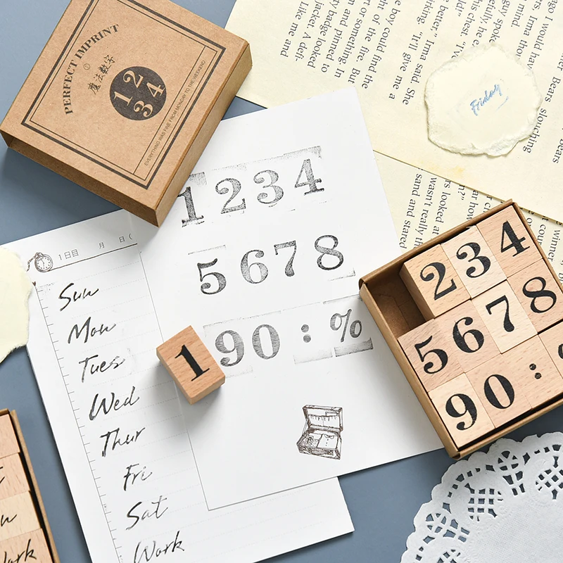 JIANWU Vintage Month Week Planner Stamp Basic Function Series Digital Symbol Stamp Wooden DIY Seal Stationery Office Supplies wax seal stamp,clear stamps,alphabet stamps,wooden stamps,decorative stamps,children stamps,clock stamp