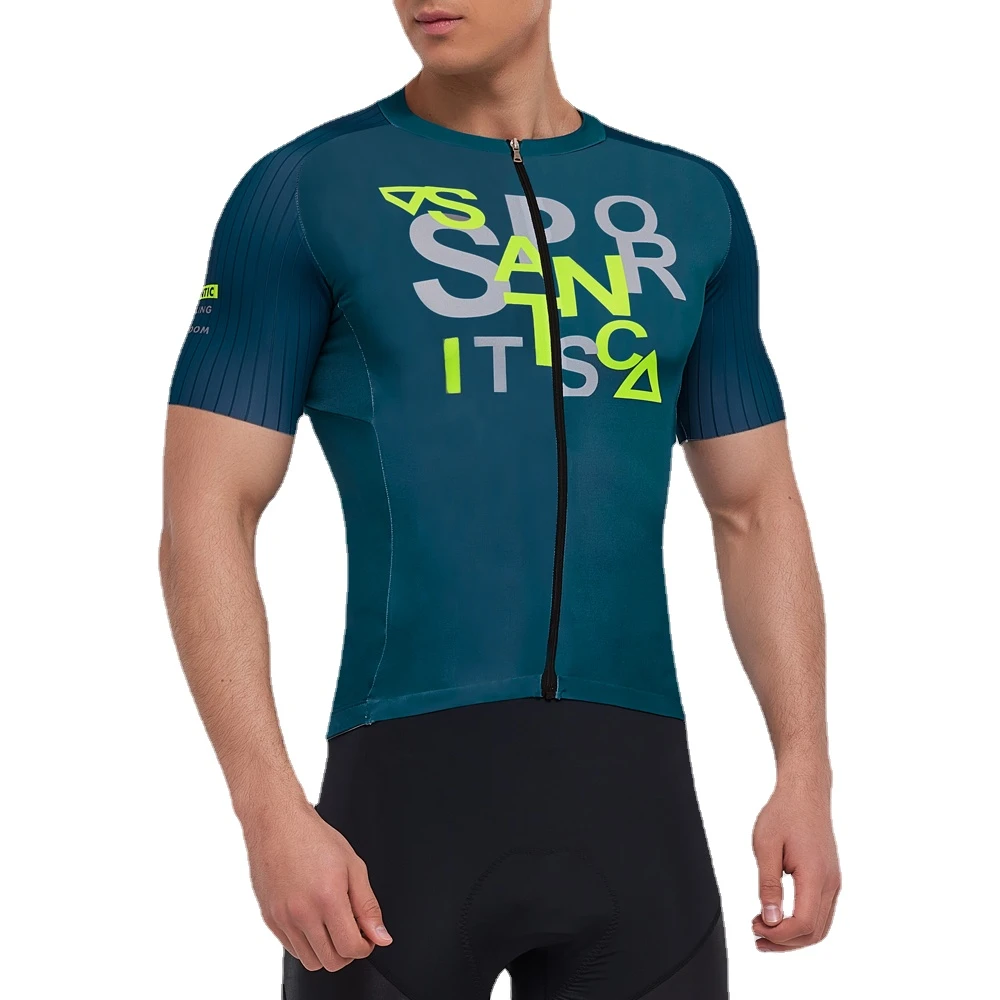 Santic camisetas de ciclismo transpirables para hombre, ropa cómoda con cremallera completa, talla Verano|Maillot de - AliExpress