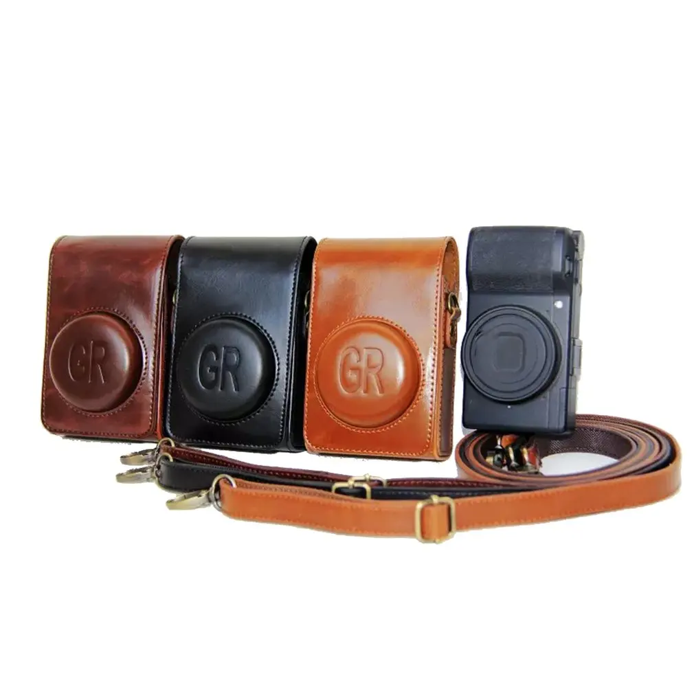 brown Сумка для камеры из искусственной кожи чехол Чехол для Ricoh Gr Grii для Ocotex Защита прочный портативный камеры аксессуары - Цвет: brown