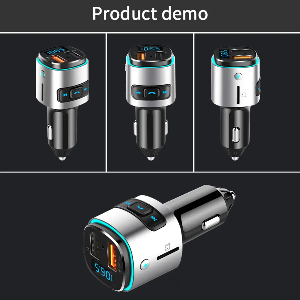 Автомобильный аудио mp3-плеер BC41, беспроводной Bluetooth fm-передатчик, автомобильный комплект громкой связи с QC3.0, быстрое двойное USB Автомобильное зарядное устройство