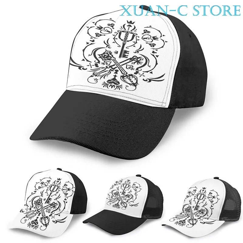 Kingdom Hearts Basketball Cap men women Fashion all over print black Unisex adult hat | Аксессуары для одежды