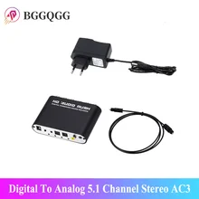 Digital para analógico 5.1 canais conversor de áudio estéreo ac3 dac conversor óptico spdif coaxial aux 3.5mm a 6 rca decodificador de som