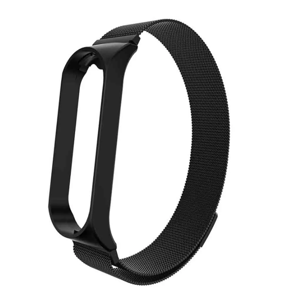 Black BOORUI металлический ремешок для Xiaomi mi Band 3 4 стальной mi band 4 металлический магнитный mi lanese mi band 3 металлический ремешок умные аксессуары - Цвет: Black