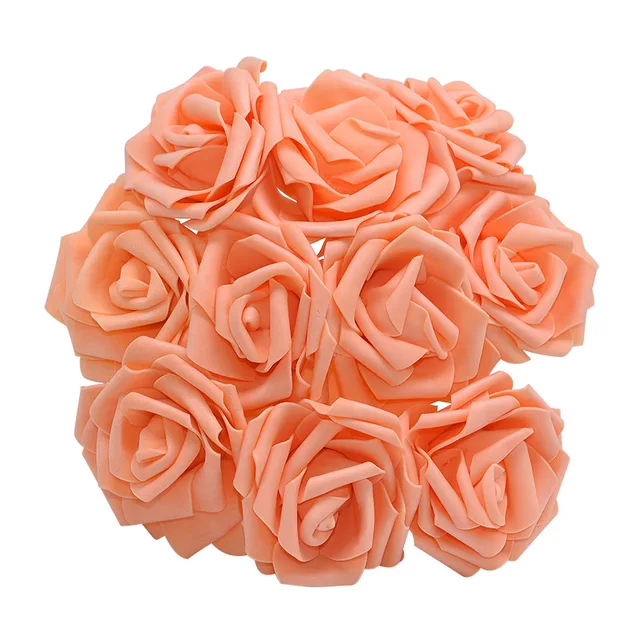 10/20/30 Heads 8CM New Artificial PE Foam Rose Flowers Bride Bouquet Home Flower Wedding Decorations Scrapbooking DIY Flower orange