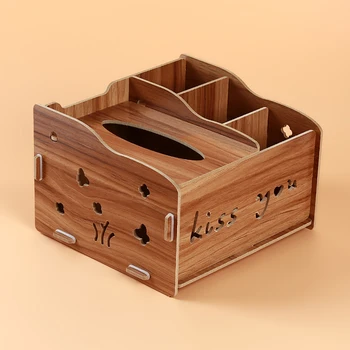 

Creative Living Room Simple Tissue Box Multi-function Wooden Napkin Paper Towel Holder Tissue Dispenser Desktop Debris Organizer