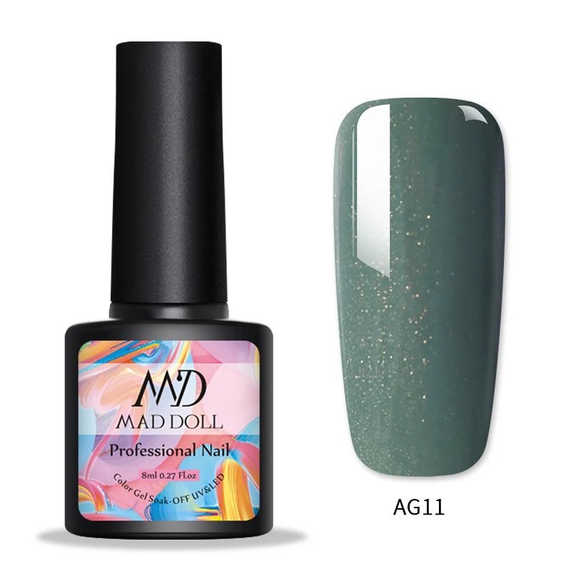 AG11 Mad Doll 8 мл цветной УФ-гель голографический блеск Полупостоянный впитывающий Гель-лак для нейл-арта лак маникюрный лак дизайн DIY - Цвет: AG11