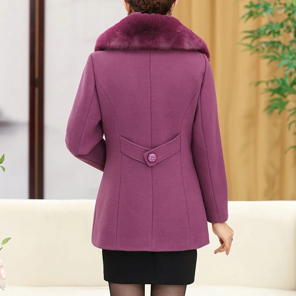 Manteau femme hiver, зимнее пальто для женщин, одноцветное, с принтом, с карманами, с меховым воротником, на пуговицах, с длинным рукавом, длинное пальто, пальто из искусственного меха