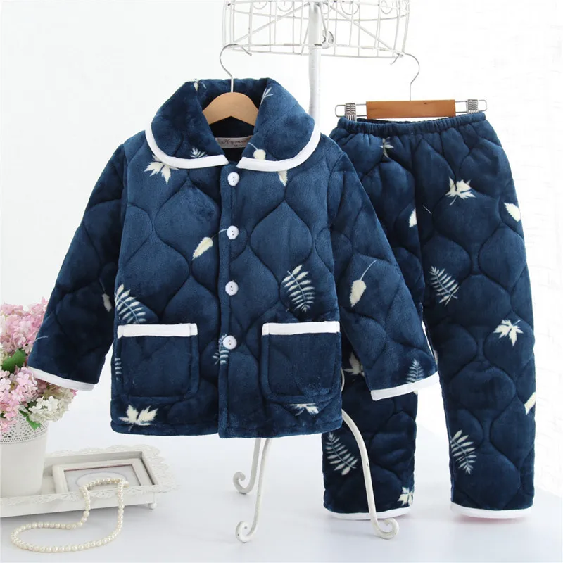 6170 2-14T Kids 40 Colors Available Winter Thick Flannel Warm Kids Baby Girls Boys Pajamas Sets Children Clothing Set Kids Clothing - Цвет: 6170