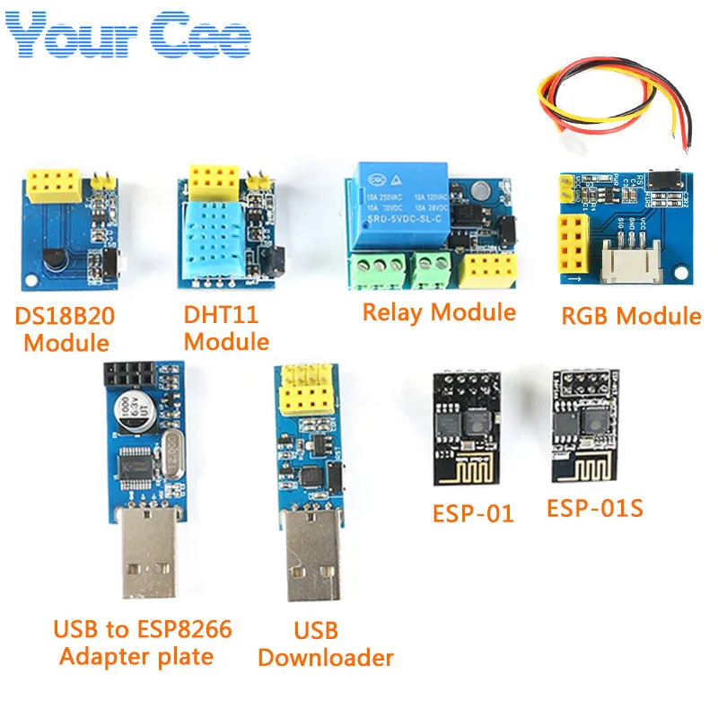ESP8266 WiFi релейный модуль USB к ESP8266 разработанная плата DHT11 Температура Влажность DS18B20 WS2812 RGB модуль ESP-01 ESP-01S