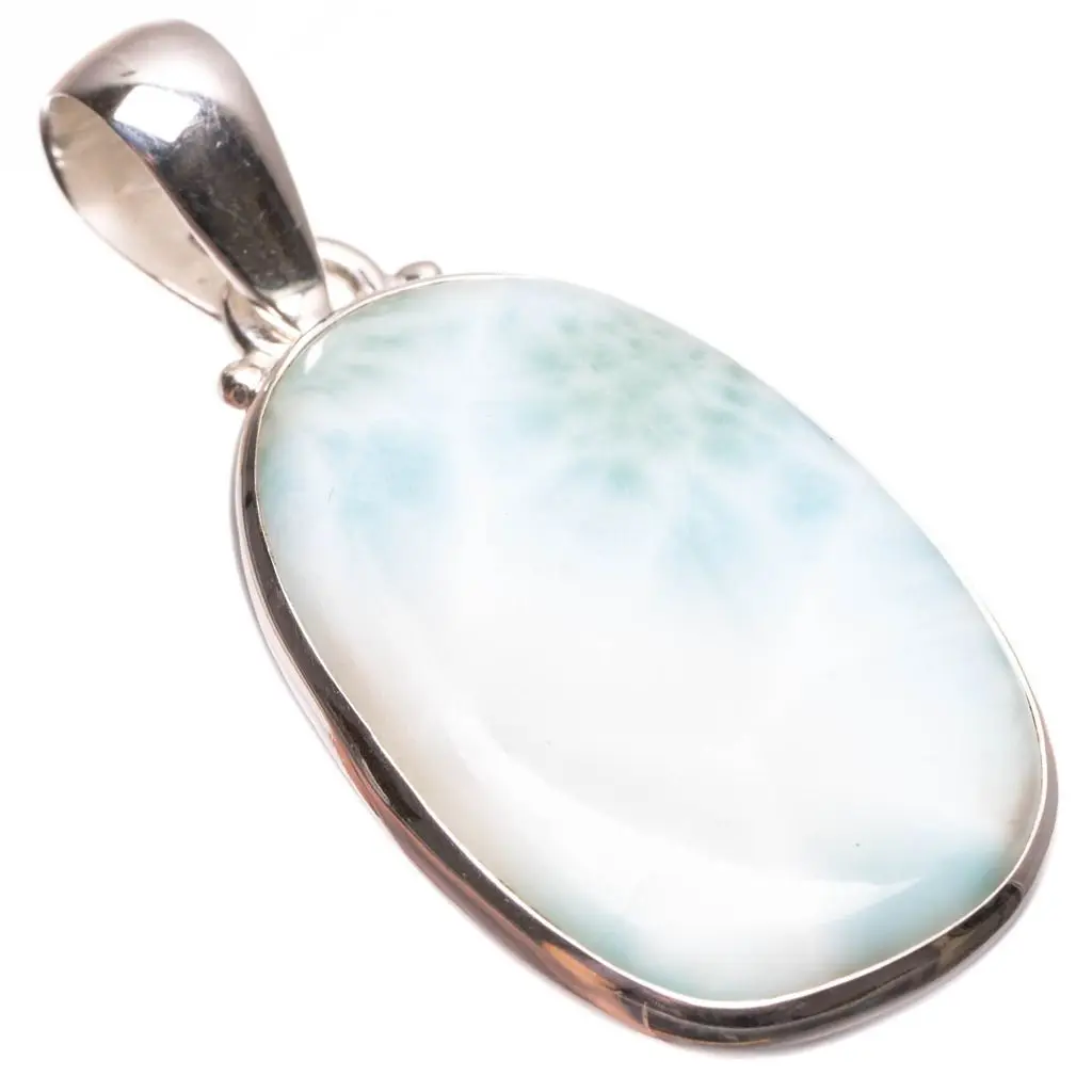 Натуральный Caribbean Larimar РУЧНОЙ РАБОТЫ ИНДИЙСКИЙ 925 пробы серебряный кулон " S0917